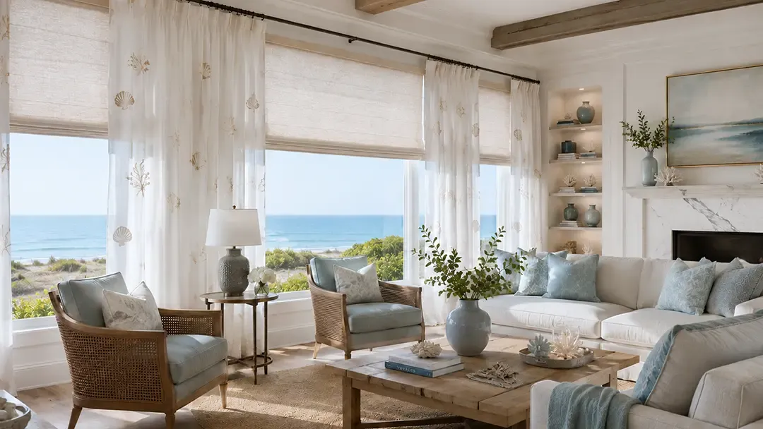 Custom window treatment in a living room