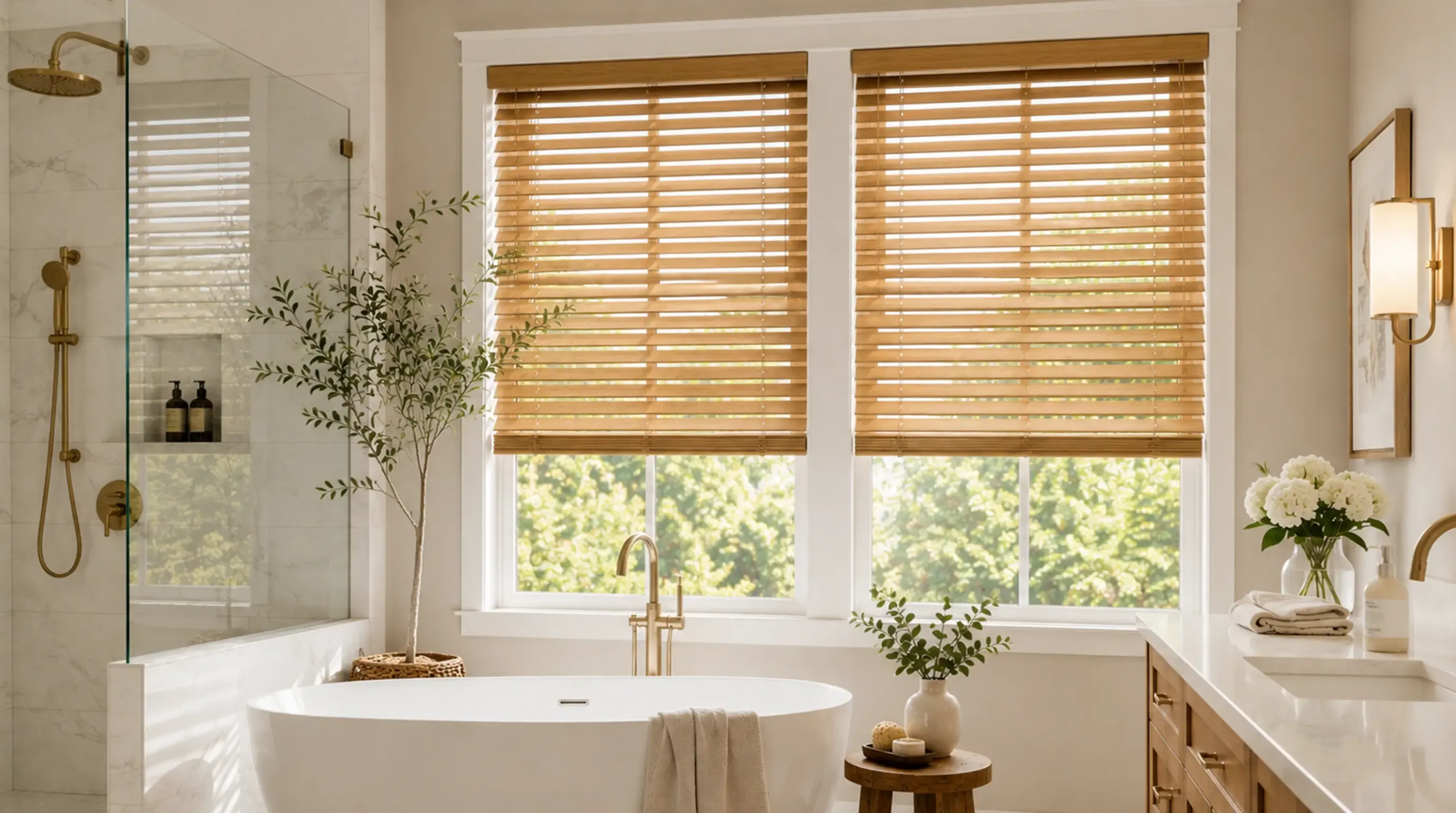 Bathroom window treatment installation