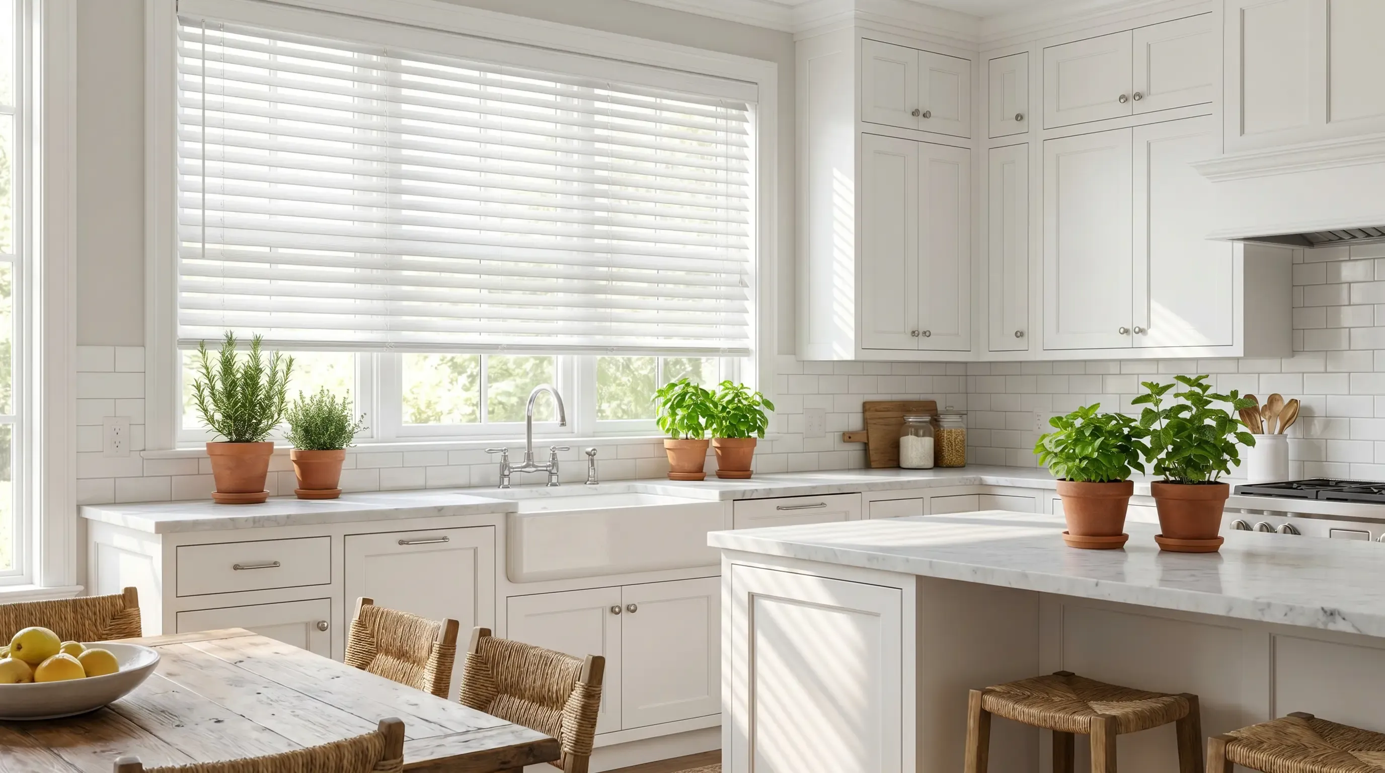 Kitchen window treatment installation